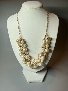 LOFT Gold-Tone Pearl Cluster Necklace